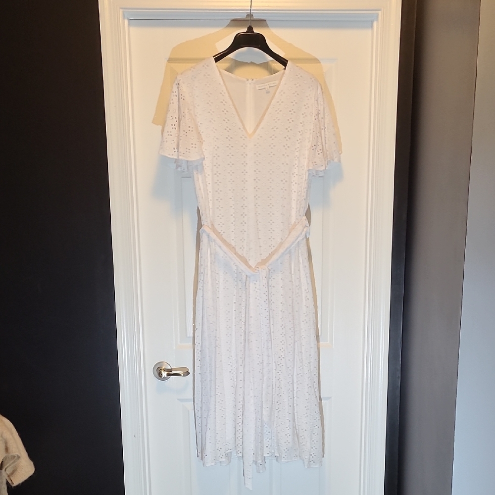 Preston & York, Elegant White Eyelet Dress, Size 16